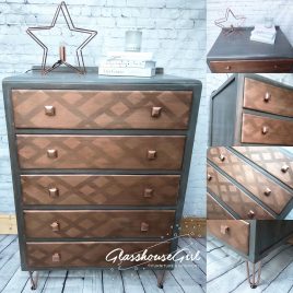 Grey & Copper Patina Chest of Drawers
