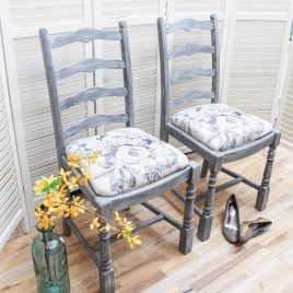 Grey Roses Faded Elegance Oak Chairs