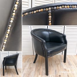 ‘Stud U Love’ Black Leather Tub Chairs