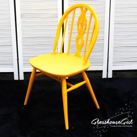Yellow Ercol Lowback Chair – Stick back or Fleur de Lys