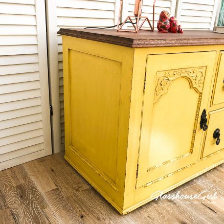 Glasshouse Girl Canary Yellow Low Farmhouse Sideboard