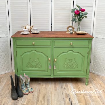 Apple Green Rustic Farmhouse Sideboard