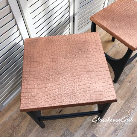 Copper Croc and Grey Wine Tables