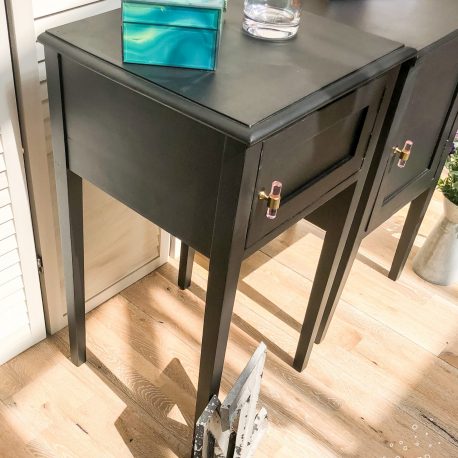 Pink ‘Snakebite in Black’ Bed Side Table Cabinets