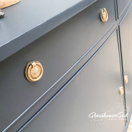 Small Navy Blue Sideboard Cabinet Gold Wreath Handles Regency St