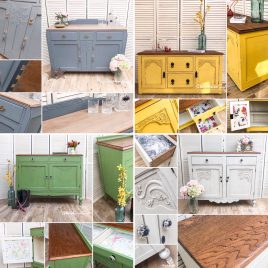 Vintage Farmhouse Country Oak Hand Painted Sideboards
