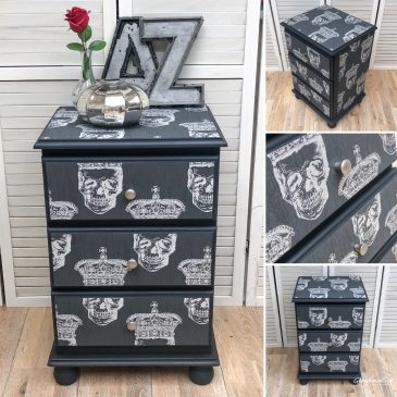 King Skull Charcoal & Silver Bedroom Furniture