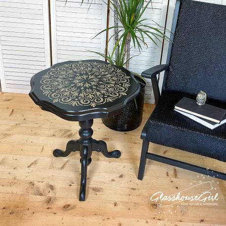 Black & Gold Classic Style Stencilled Side Table
