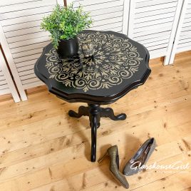 Black & Gold Classical Stencilled Side Table