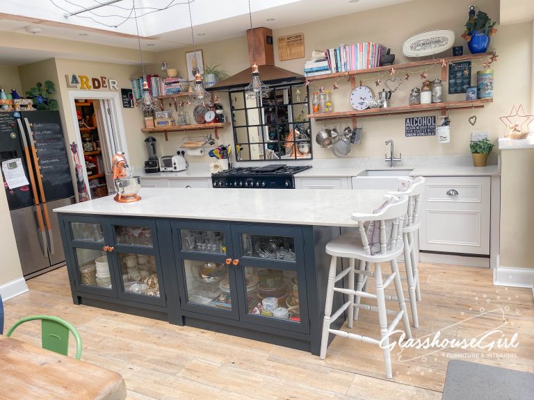 Case Study: Handpainted  kitchen with upcycled elements in North London