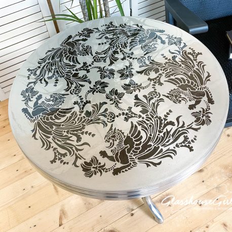 Dragon Stencilled Aluminium & Resin Side Table