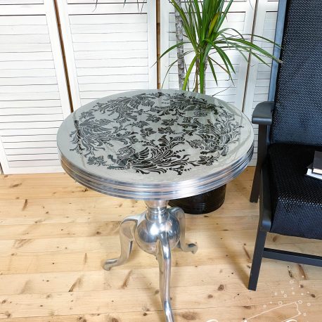 Dragon Stencilled Aluminium & Resin Side Table