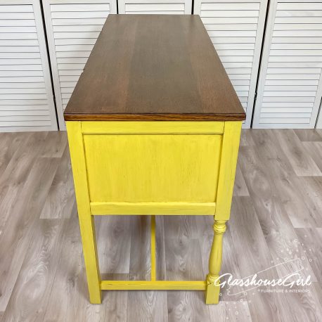 Small Yellow Farmhouse Vintage Distressed Sideboard Hall Table S